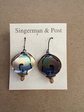 NWT Singerman & Post Drop Earrings in blue and pink